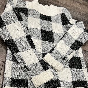 Black and White Checkered Women's Sweater